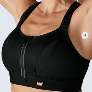Shefit Ultimate Sports Bra Black High Impact Zip Front Sz 1Luxe Adjustable 1123